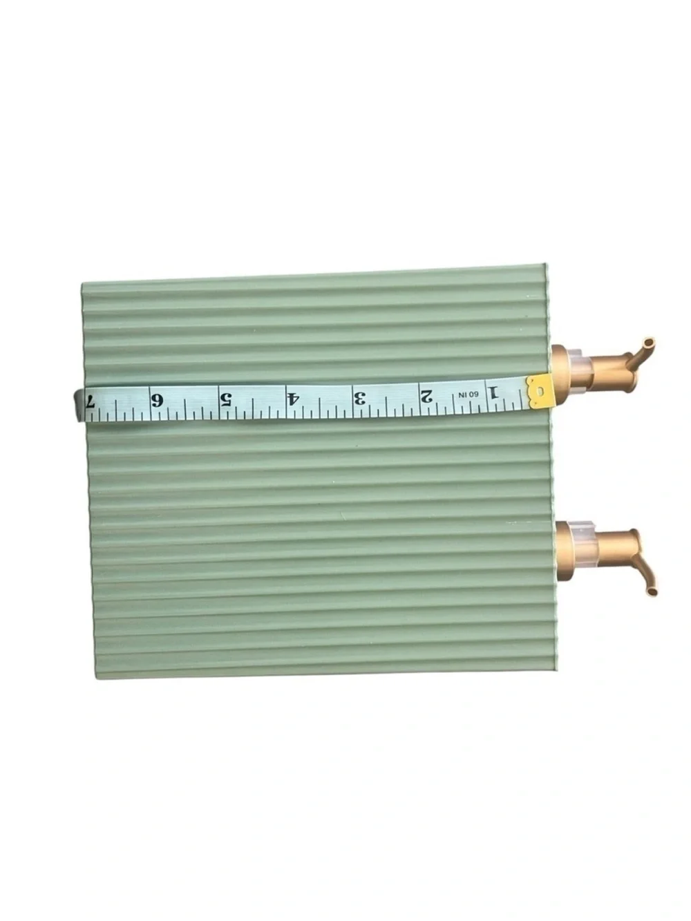 Sage Green & Gold Ribbed Soap & Lotion (shampoo & conditioner) Dispensers